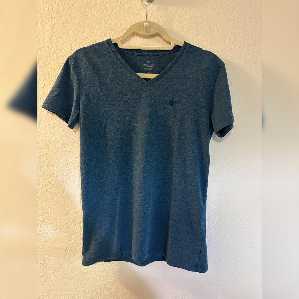 American Eagle V-Neck Seriously Soft Mens Classic Fit Dark Teal T-shirt